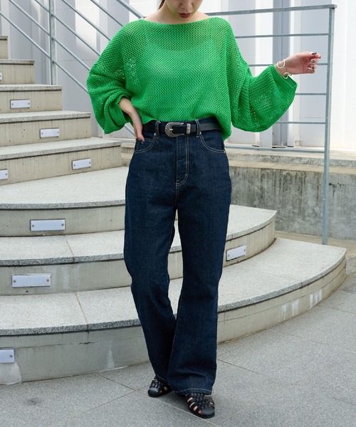 COLONY 2139（コロニートゥーワンスリーナイン）の「WEB限定/一部店舗限定　リネンライクメッシュトップス（ニット/セーター・レディース・アイボリー/ブラック/グリーン/ライトグリーン/グレー・FREE）」の20枚目の写真