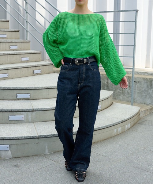 COLONY 2139（コロニートゥーワンスリーナイン）の「WEB限定/一部店舗限定　リネンライクメッシュトップス（ニット/セーター・レディース・アイボリー/ブラック/グリーン/ライトグリーン/グレー・FREE）」の21枚目の写真