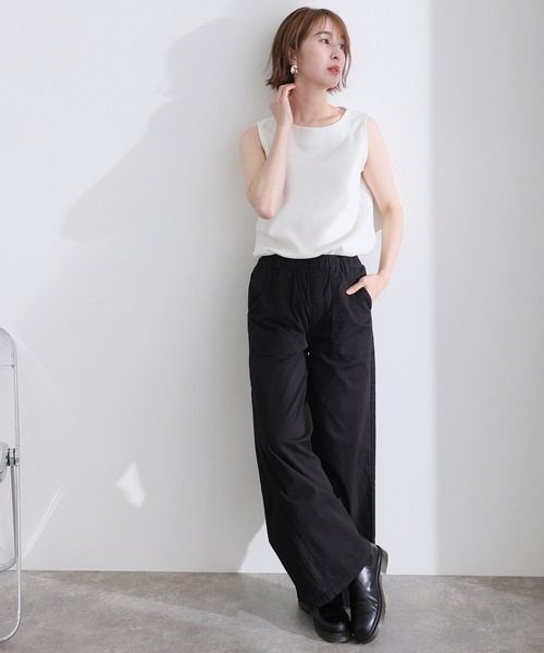 ElegChic（エレグシック）の「ウエストゴム ストレッチツイルベーカーパンツ（その他パンツ・レディース・ブラック/カーキ/ベージュ・M/L/XL/XXL/4L）」の7枚目の写真