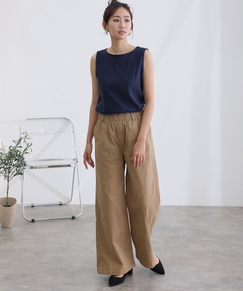 ElegChic（エレグシック）の「ウエストゴム ストレッチツイルベーカーパンツ（その他パンツ・レディース・ブラック/カーキ/ベージュ・M/L/XL/XXL/4L）」の11枚目の写真