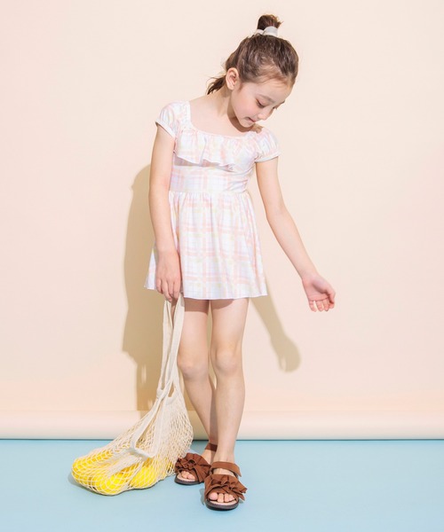 BRANSHES(ブランシェス)の「【水着】マドラスチェックワンピース(水着・キッズ・ピンク/オレンジ・90/100/110/120/130)」の8枚目の写真