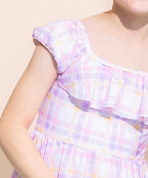 BRANSHES(ブランシェス)の「【水着】マドラスチェックワンピース(水着・キッズ・ピンク/オレンジ・90/100/110/120/130)」の14枚目の写真