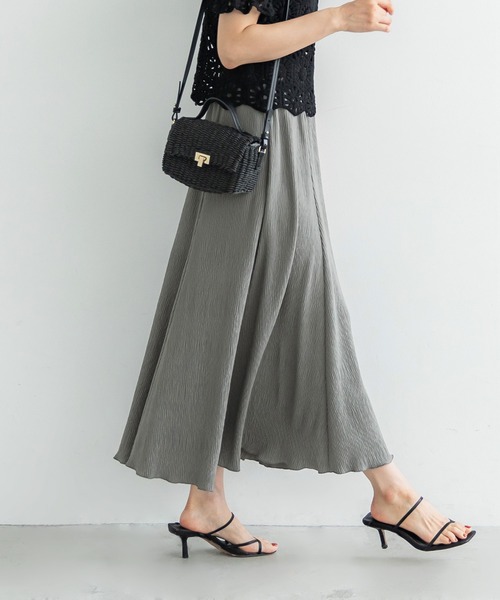 coca（coca）（コカ）の「楊柳プリーツフレアスカート（スカート・レディース・イエロー/カーキ/ブラック/グレー・M/L）」の15枚目の写真