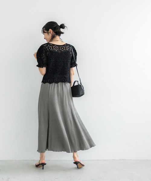 coca（coca）（コカ）の「楊柳プリーツフレアスカート（スカート・レディース・イエロー/カーキ/ブラック/グレー・M/L）」の11枚目の写真