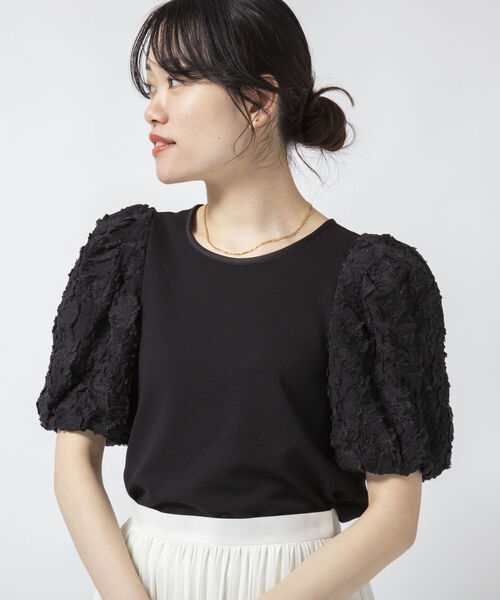 NOLLEY’S Sophi(ノーリーズソフィ)の「ジャガードスリーブプルオーバーカットソー(Tシャツ/カットソー・レディース・ブラック/オフホワイト・38/36)」の7枚目の写真
