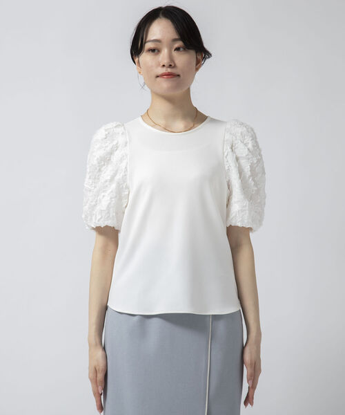 NOLLEY’S Sophi(ノーリーズソフィ)の「ジャガードスリーブプルオーバーカットソー(Tシャツ/カットソー・レディース・ブラック/オフホワイト・38/36)」の8枚目の写真