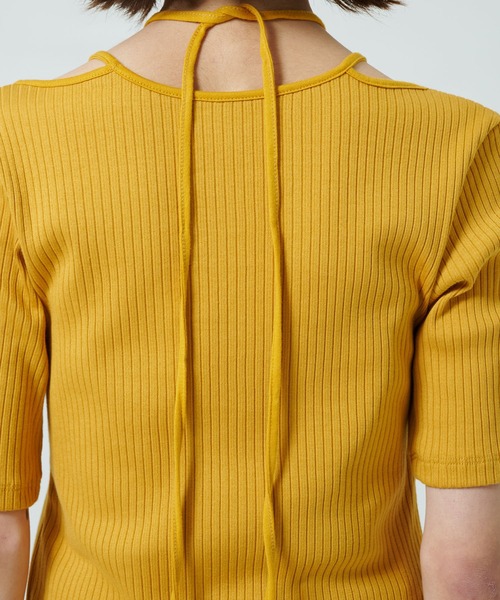 PUBLIC TOKYO(パブリックトウキョウ)の「【華奢見え・リボン】スリットホールカットアウトハーフスリーブトップ(Tシャツ/カットソー・レディース・ブラック/アイボリー/その他2/グレー/イエロー/ネイビー・FREE)」の17枚目の写真