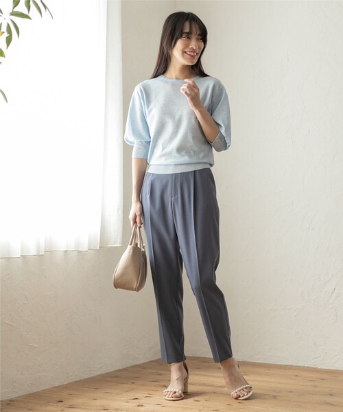 index（インデックス）の「◆セットアップ対応 タックテーパードパンツ【洗濯機洗い可/接触冷感/イージーケア等】（その他パンツ・レディース・ブラック/チャコールグレー/グリーン/キャメル・36/38/40/42）」の5枚目の写真