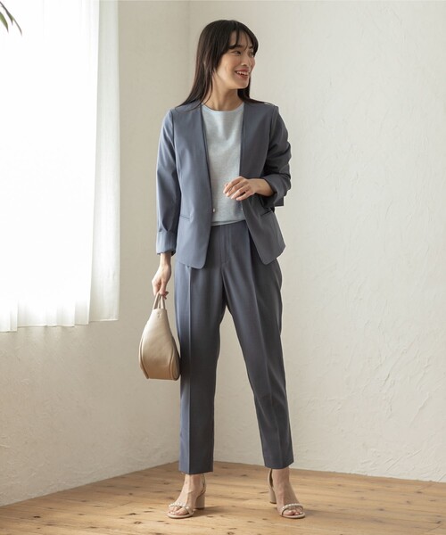 index（インデックス）の「◆セットアップ対応 タックテーパードパンツ【洗濯機洗い可/接触冷感/イージーケア等】（その他パンツ・レディース・ブラック/チャコールグレー/グリーン/キャメル・36/38/40/42）」の6枚目の写真