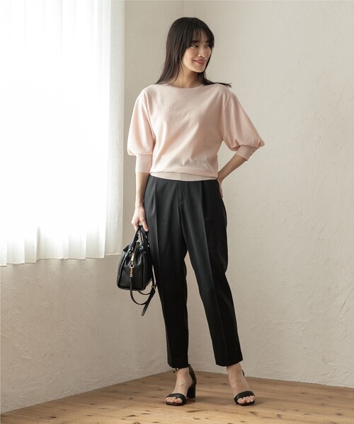 index（インデックス）の「◆セットアップ対応 タックテーパードパンツ【洗濯機洗い可/接触冷感/イージーケア等】（その他パンツ・レディース・ブラック/チャコールグレー/グリーン/キャメル・36/38/40/42）」の11枚目の写真