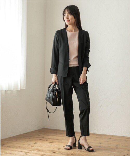 index（インデックス）の「◆セットアップ対応 タックテーパードパンツ【洗濯機洗い可/接触冷感/イージーケア等】（その他パンツ・レディース・ブラック/チャコールグレー/グリーン/キャメル・36/38/40/42）」の12枚目の写真