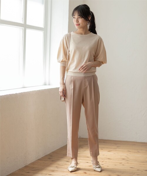 index（インデックス）の「◆セットアップ対応 タックテーパードパンツ【洗濯機洗い可/接触冷感/イージーケア等】（その他パンツ・レディース・ブラック/チャコールグレー/グリーン/キャメル・36/38/40/42）」の15枚目の写真