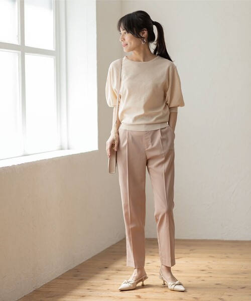 index（インデックス）の「◆セットアップ対応 タックテーパードパンツ【洗濯機洗い可/接触冷感/イージーケア等】（その他パンツ・レディース・ブラック/チャコールグレー/グリーン/キャメル・36/38/40/42）」の16枚目の写真