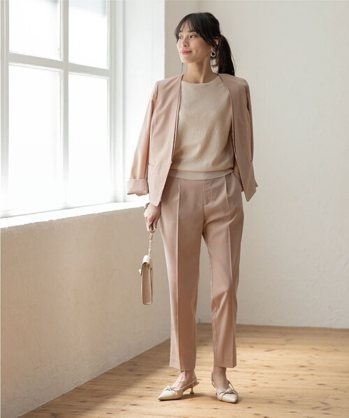 index（インデックス）の「◆セットアップ対応 タックテーパードパンツ【洗濯機洗い可/接触冷感/イージーケア等】（その他パンツ・レディース・ブラック/チャコールグレー/グリーン/キャメル・36/38/40/42）」の18枚目の写真