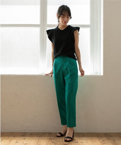 index（インデックス）の「◆セットアップ対応 タックテーパードパンツ【洗濯機洗い可/接触冷感/イージーケア等】（その他パンツ・レディース・ブラック/チャコールグレー/グリーン/キャメル・36/38/40/42）」の20枚目の写真