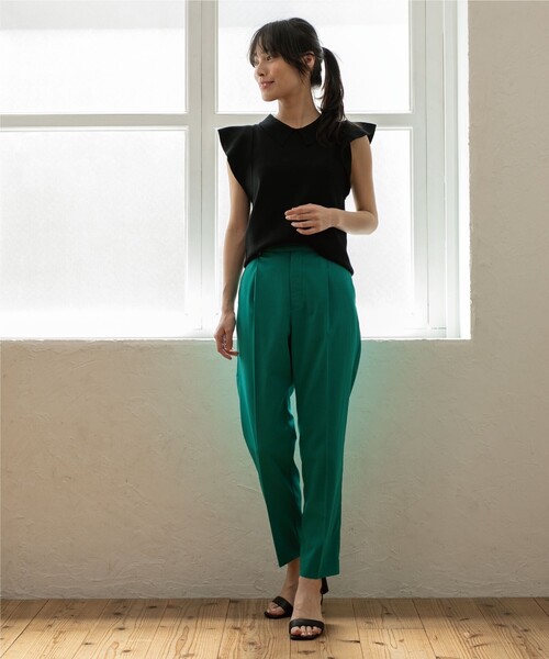 index（インデックス）の「◆セットアップ対応 タックテーパードパンツ【洗濯機洗い可/接触冷感/イージーケア等】（その他パンツ・レディース・ブラック/チャコールグレー/グリーン/キャメル・36/38/40/42）」の22枚目の写真