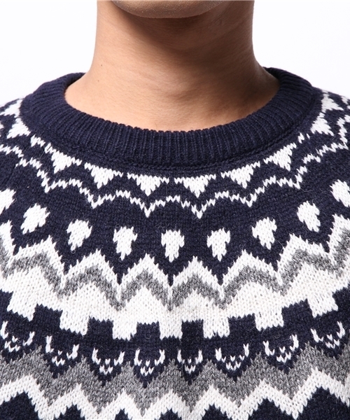 SENSE OF PLACE by URBAN RESEARCH(センスオブプレイスバイアーバンリサーチ)の「シェトランドノルディックセーター(ニット/セーター・メンズ・グリーン/ネイビー/オフホワイト・LARGE/MEDIUM)」の6枚目の写真