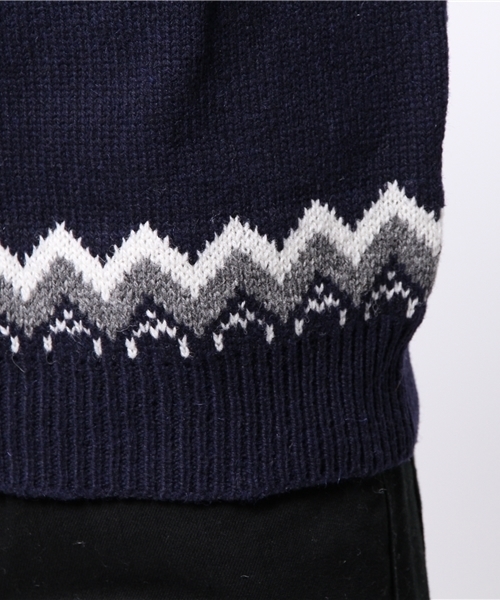 SENSE OF PLACE by URBAN RESEARCH(センスオブプレイスバイアーバンリサーチ)の「シェトランドノルディックセーター(ニット/セーター・メンズ・グリーン/ネイビー/オフホワイト・LARGE/MEDIUM)」の8枚目の写真