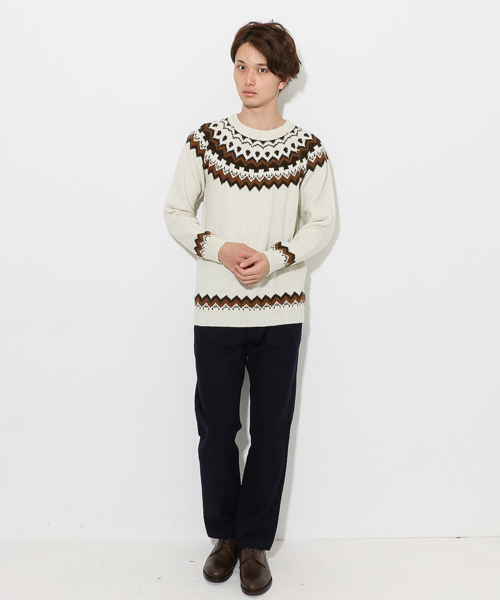 SENSE OF PLACE by URBAN RESEARCH(センスオブプレイスバイアーバンリサーチ)の「シェトランドノルディックセーター(ニット/セーター・メンズ・グリーン/ネイビー/オフホワイト・LARGE/MEDIUM)」の14枚目の写真