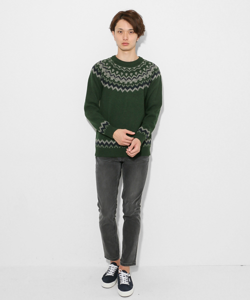 SENSE OF PLACE by URBAN RESEARCH(センスオブプレイスバイアーバンリサーチ)の「シェトランドノルディックセーター(ニット/セーター・メンズ・グリーン/ネイビー/オフホワイト・LARGE/MEDIUM)」の13枚目の写真