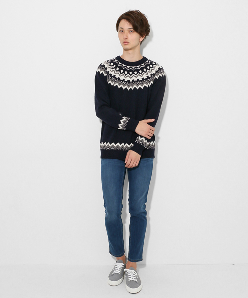 SENSE OF PLACE by URBAN RESEARCH(センスオブプレイスバイアーバンリサーチ)の「シェトランドノルディックセーター(ニット/セーター・メンズ・グリーン/ネイビー/オフホワイト・LARGE/MEDIUM)」の12枚目の写真