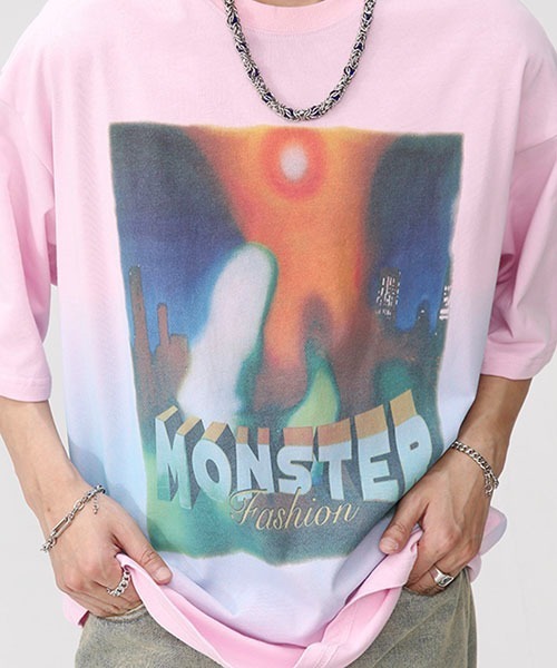 WESTBOY(ウエストボーイ)の「ビッグシルエットプリントTシャツ フェード WO23S3TP03【WB ORIGINALS】(Tシャツ/カットソー・メンズ・ピンク/ホワイト/ブラック/ブルー・L/M/XL)」の7枚目の写真