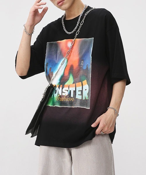 WESTBOY(ウエストボーイ)の「ビッグシルエットプリントTシャツ フェード WO23S3TP03【WB ORIGINALS】(Tシャツ/カットソー・メンズ・ピンク/ホワイト/ブラック/ブルー・L/M/XL)」の9枚目の写真