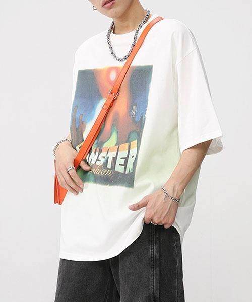 WESTBOY(ウエストボーイ)の「ビッグシルエットプリントTシャツ フェード WO23S3TP03【WB ORIGINALS】(Tシャツ/カットソー・メンズ・ピンク/ホワイト/ブラック/ブルー・L/M/XL)」の11枚目の写真
