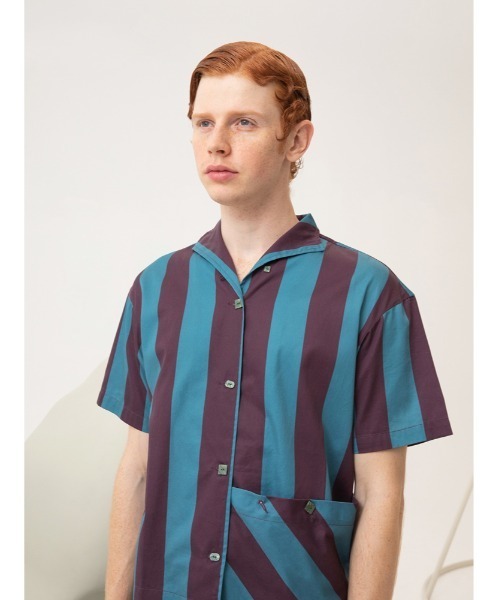 JNBY(ジェーエヌビーワイ)の「HOME Genderless Striped Cotton Shirt(シャツ/ブラウス・レディース・ベージュ系その他5/ブルー系その他4/グリーン系その他5・36/38)」の3枚目の写真