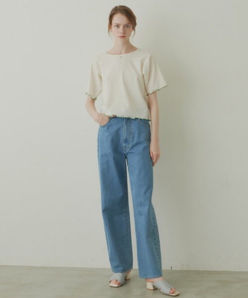 idem(イデム)の「pocopoco cut and sew tops/配色メロウトップス(Tシャツ/カットソー・レディース・ブルー/アイボリー/ブラック・FREE)」の12枚目の写真