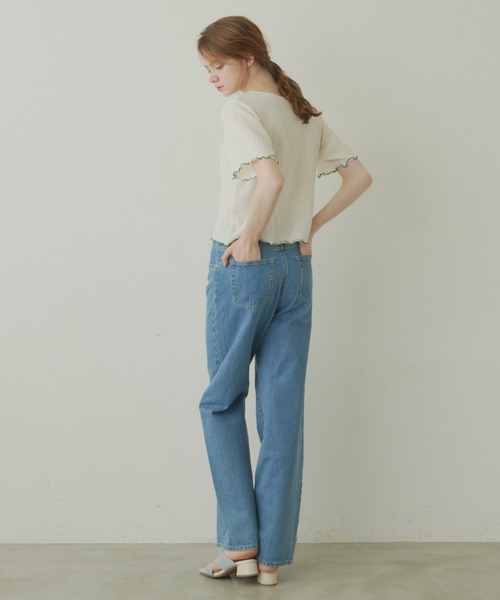 idem(イデム)の「pocopoco cut and sew tops/配色メロウトップス(Tシャツ/カットソー・レディース・ブルー/アイボリー/ブラック・FREE)」の13枚目の写真