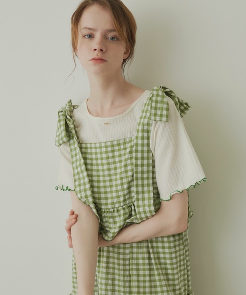 idem(イデム)の「pocopoco cut and sew tops/配色メロウトップス(Tシャツ/カットソー・レディース・ブルー/アイボリー/ブラック・FREE)」の14枚目の写真