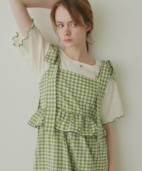 idem(イデム)の「pocopoco cut and sew tops/配色メロウトップス(Tシャツ/カットソー・レディース・ブルー/アイボリー/ブラック・FREE)」の15枚目の写真