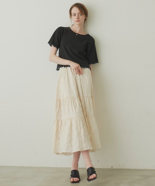 idem(イデム)の「pocopoco cut and sew tops/配色メロウトップス(Tシャツ/カットソー・レディース・ブルー/アイボリー/ブラック・FREE)」の22枚目の写真