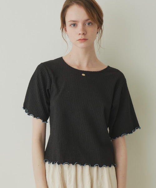 idem(イデム)の「pocopoco cut and sew tops/配色メロウトップス(Tシャツ/カットソー・レディース・ブルー/アイボリー/ブラック・FREE)」の20枚目の写真