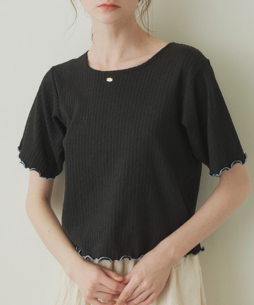 idem(イデム)の「pocopoco cut and sew tops/配色メロウトップス(Tシャツ/カットソー・レディース・ブルー/アイボリー/ブラック・FREE)」の19枚目の写真