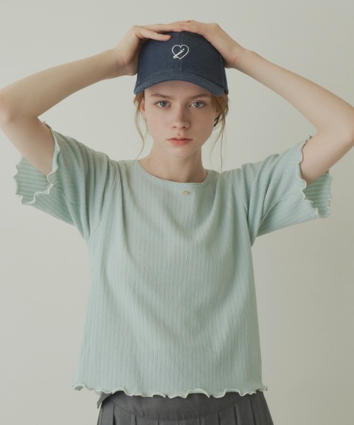 idem(イデム)の「pocopoco cut and sew tops/配色メロウトップス(Tシャツ/カットソー・レディース・ブルー/アイボリー/ブラック・FREE)」の6枚目の写真