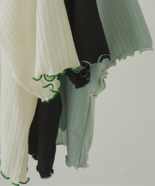 idem(イデム)の「pocopoco cut and sew tops/配色メロウトップス(Tシャツ/カットソー・レディース・ブルー/アイボリー/ブラック・FREE)」の8枚目の写真