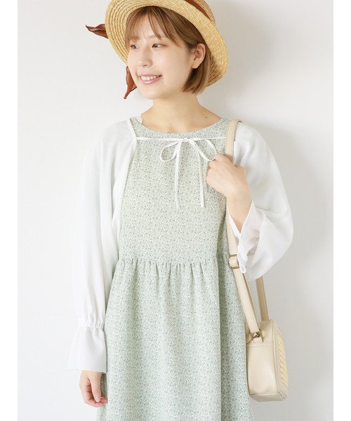 ehka sopo（エヘカソポ）の「花柄パフスリーブワンピース（ワンピース・レディース・ミント/オフホワイト/ブラック・F）」の14枚目の写真