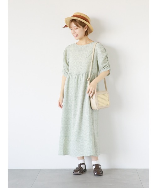 ehka sopo（エヘカソポ）の「花柄パフスリーブワンピース（ワンピース・レディース・ミント/オフホワイト/ブラック・F）」の7枚目の写真