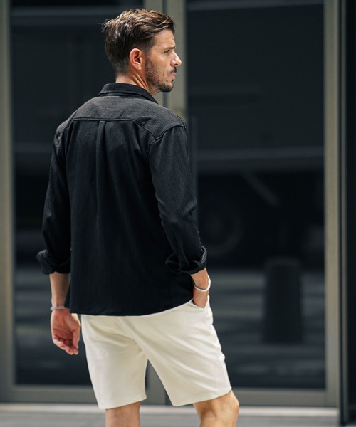SOMEDIFF(サムディフ)の「【SOMEDIFF】夏のスタイルに刺激をプラス。 総柄ハーフパンツ メンズ 夏服(その他パンツ・メンズ・ホワイト×ブラック/ブラック×グレー/ホワイト・M/XL/L)」の9枚目の写真