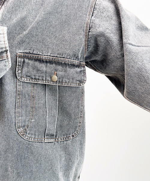 COMMON WARE(コモンウェアー)の「COMMONWARE:デニム フロントジップ ジャケット(デニムジャケット・レディース・ケミカルウォッシュ/ブラック/ライトブルー・XL/L/M)」の17枚目の写真