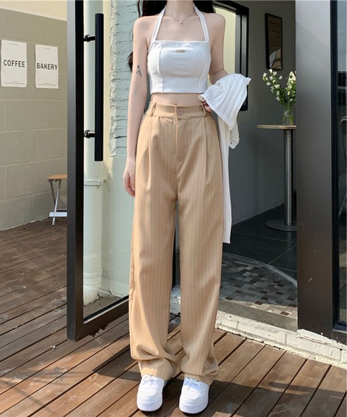 Chick（チック）の「▲ハイウエストストライプスラックス（スラックス・レディース・ベージュ/ブラック・L/M/XL）」の7枚目の写真