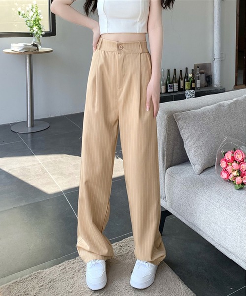 Chick（チック）の「▲ハイウエストストライプスラックス（スラックス・レディース・ベージュ/ブラック・L/M/XL）」の5枚目の写真