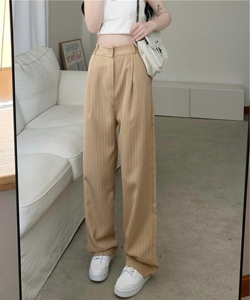 Chick（チック）の「▲ハイウエストストライプスラックス（スラックス・レディース・ベージュ/ブラック・L/M/XL）」の6枚目の写真