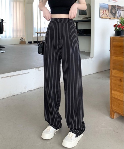 Chick（チック）の「▲ハイウエストストライプスラックス（スラックス・レディース・ベージュ/ブラック・L/M/XL）」の4枚目の写真