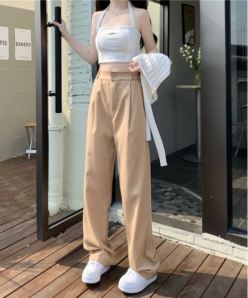 Chick（チック）の「▲ハイウエストストライプスラックス（スラックス・レディース・ベージュ/ブラック・L/M/XL）」の9枚目の写真