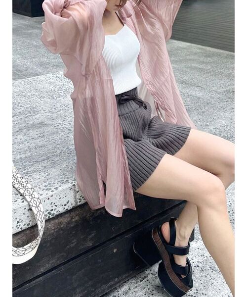 MURUA（ムルーア）の「リブニットキュロット【ショートパンツ】（その他パンツ・レディース・モカ/ブラック/グレー・FREE）」の9枚目の写真