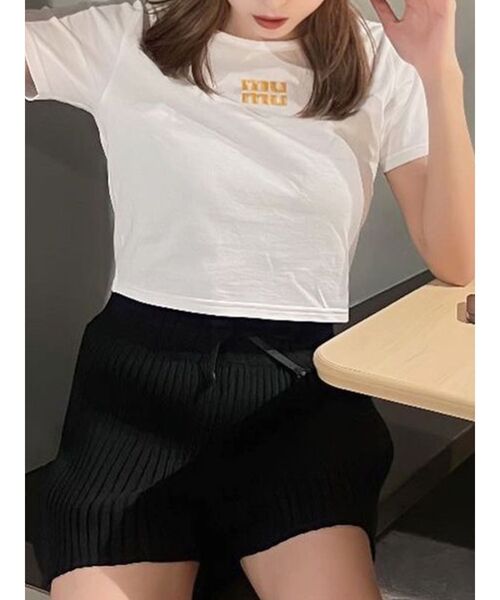 MURUA（ムルーア）の「リブニットキュロット【ショートパンツ】（その他パンツ・レディース・モカ/ブラック/グレー・FREE）」の14枚目の写真