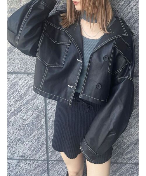 MURUA（ムルーア）の「リブニットキュロット【ショートパンツ】（その他パンツ・レディース・モカ/ブラック/グレー・FREE）」の16枚目の写真